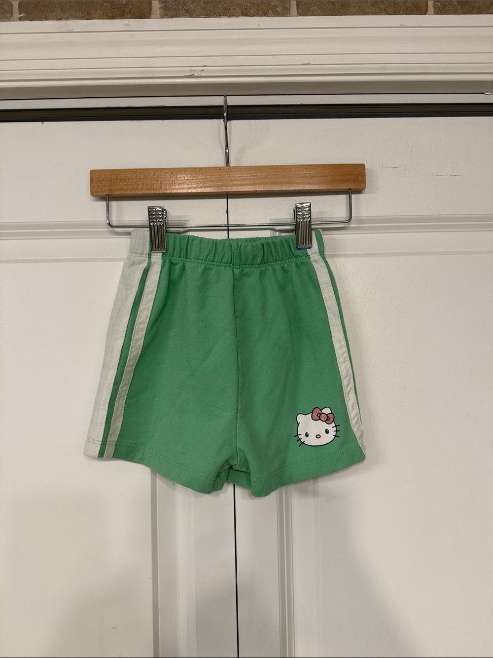 Hello Kitty Green Shorts with White Side Stripes 6/6X
